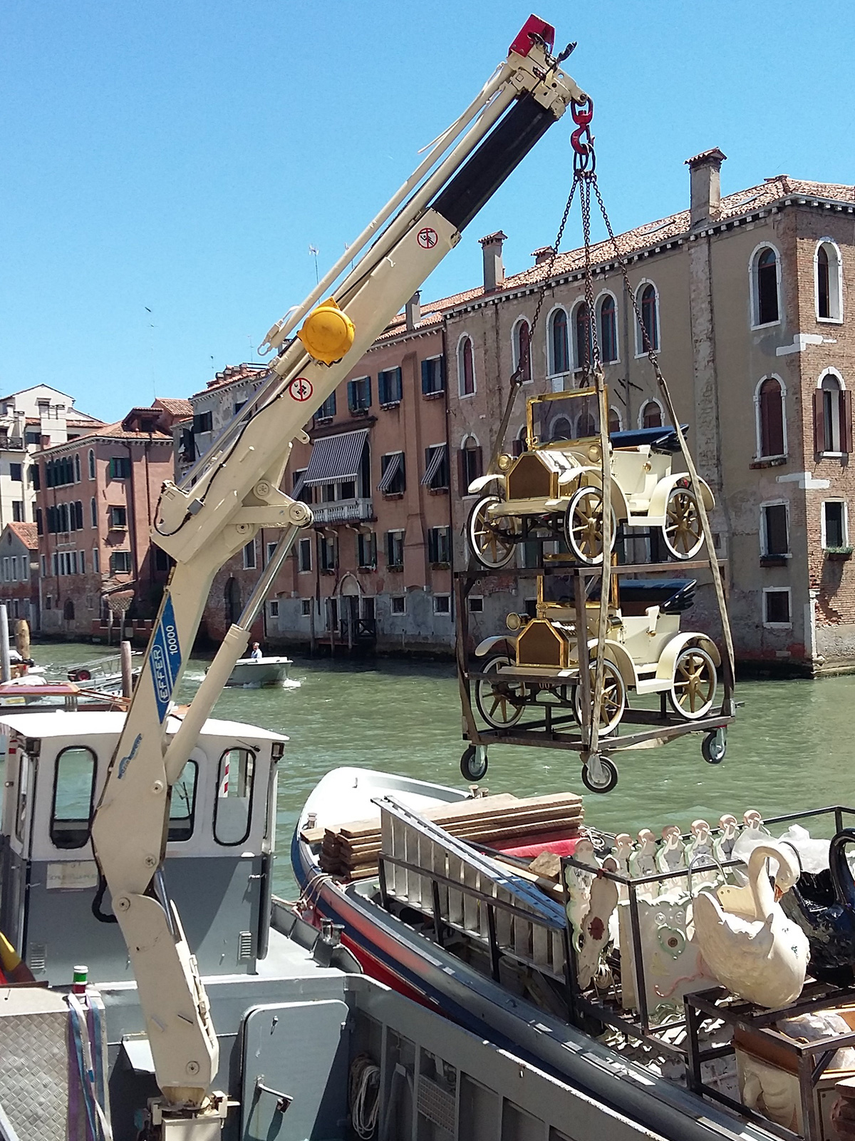 Our quay in the Tronchetto area: loading materials for events into a boat